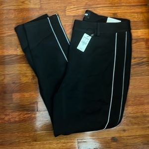 Black side striped trousers
